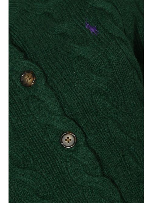 Cardigan a trecce in lana e cashmere Green POLO RALPH LAUREN | 211972104008